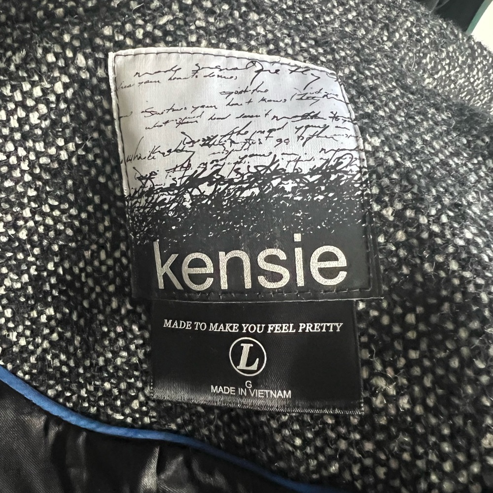 Kensie Black and White Tweed Trench Coat 🧥 - Picture 4 of 15